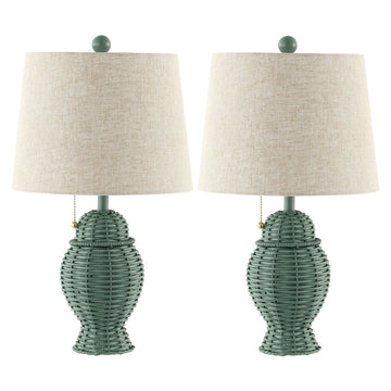 Margie Wicker 20.5" Bohemian Rustic Iron LED Table Lamp - JONATHAN Y